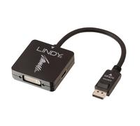 LINDY 41028 DisplayPort 1.2 to HDMI, VGA and DVI-D Active Adapter Converter - Bl