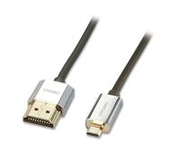 LINDY 41682 2m CROMO Slim High Speed HDMI to Micro HDMI Cable with Ethernet, Bla