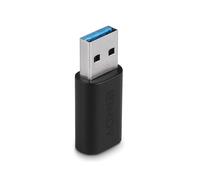 Lindy 41904 Adaptateur USB 3.2 Type A Mâle vers USB 3.2 Type C Femelle, 10Gbit/s, TPE Noir, Contacts Nickel/Or, 24x15x9mm, REACH/RoHS