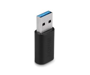 Lindy 41904 Adaptateur USB 3.2 Type A Mâle vers USB 3.2 Type C Femelle, 10Gbit/s, TPE Noir, Contacts Nickel/Or, 24x15x9mm, REACH/RoHS
