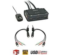 Lindy 42340 HDMI KVM Switch 2 Port Compact USB 2 HDMI 4K , Audio/Mik.