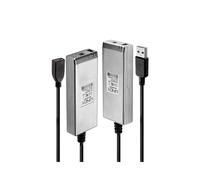 Lindy 42702 Extender USB 2.0 Fibre Optique 200m, Émetteur/Récepteur, LC, Support Windows/macOS/Linux, 2 Ports USB 2.0, Gris, Alimentation Externe