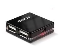 Lindy 42742 USB-HUB 2.0 Mini Hub 4 ports, 4x4cm Alimentation par bus uniquement