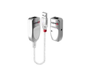 Lindy 42805 Extender USB 1.1 Cat.6 50m - Extension USB via câble Cat.5e/6 (non fourni) - Connecteur DC - Gris - Poids 60g