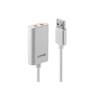 Lindy 42926 Convertisseur Audio USB Type-A vers Jack 3.5mm Argent/Blanc, microphone mono 3.5mm, RoHS, CE, FCC, REACH, -15°C à 70°C, 25g