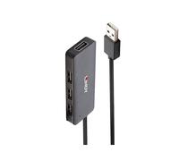 Lindy 42986 Hub USB 2.0 4 ports - 480 Mbit/s, Rétrocompatible USB 1.1, Alimentation USB ou DC, Câble 0.8m, Noir, Plug & Play, CE/FCC/RoHS/REACH