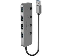 LINDY 43309 Hub USB 4 ports USB-A USB 3.0 5 GBit/s commutable individuellement gris 4 Port USB 3.0 Hub mit Ein-/Ausschaltern