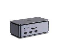 Lindy 43372 Dock USB4 Anthracite : USB 2.0/3.2 Gen 2, 1x USB-C, 1x USB4, HDMI 2.1, DP 1.4, Ethernet 1Gbps, Lecteur SD/MicroSD, Power Delivery 100W