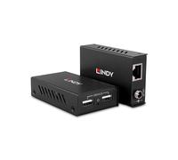 Lindy 43408 Kit Émetteur/Récepteur AV Extender 100m, Chipset VA6000, Bande passante 0.48Gbit/s, USB 2.0 Type-B, RJ45, Noir, 82x49x20mm