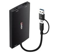 Lindy Câble adaptateur 43430 – USB Type-C vers 2× HDMI 11 cm Noir