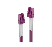 Lindy 46340 - Câble Fibre Optique OM4 Duplex LC/LC 1m - 50/125µm Multimode - Violet - Avec Protocole de Test
