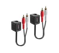 Lindy 70460 Émetteur AV Cat.5/6 Extension Audio RCA 2xRCA vers RJ45, 100m, Noir/Rouge/Blanc, Kit de 2