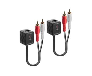 Lindy 70460 Émetteur AV Cat.5/6 Extension Audio RCA 2xRCA vers RJ45, 100m, Noir/Rouge/Blanc, Kit de 2
