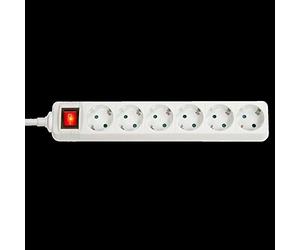 Lindy 73103 Multiprise 6 Prises, avec Interrupteur Marche/arrêt, Blanc