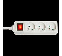 Lindy Multiprise 73124 – 3 prises françaises, interrupteur, coupe-circuit, 1,4 m, 3680 W, blanc