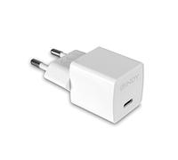 Lindy 73410 Chargeur Secteur USB Type C GaN 20W PD/PPS, 1 port, 5V/3A, 9V/2.22A, 12V/1.67A, protections surtension/surchauffe/court-circuit, Blanc