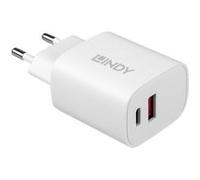 Lindy Chargeur USB 20W - 1x USB‑A & 1x USB‑C - Blanc