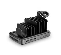 Lindy Station de charge USB 6 ports 160W – 3x USB‑C / 3x USB‑A, PD 3.1, QC 4.0 – Gris/Noir