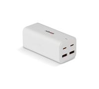 Lindy 73441 Chargeur Secteur Universel 100W 4 Ports (2x USB-A 2.0, 2x USB-C) Charge Rapide Power Delivery/PPS, GaN, 5-12V/3A, Cable 1.5m, Blanc