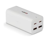 Lindy - Adaptateur secteur - 100 Watt - 5 A - Power Delivery 3.0 + PPS, GaNFast - 4 connecteurs de sortie (2 x USB-C, 2 x USB) - blanc