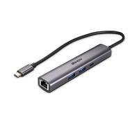 Lindy - Adaptateur USB / réseau - USB-C 3.2 Gen 2 - Gigabit Ethernet x 1 + USB 3.2 Gen 2 x 2 + USB-C 3.2 Gen 2 x 1 - gris foncé