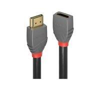 Rallonge LINDY HDMI Fiche mâle HDMI-A, Prise femelle HDMI-A 2.00 m anthracite, noir, rouge 36477 4K UHD, contacts dorés Câble HDMI