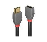 Rallonge LINDY HDMI Fiche mâle HDMI-A, Prise femelle HDMI-A 0.50 m anthracite, noir, rouge 36475 4K UHD, contacts dorés Câble HDMI