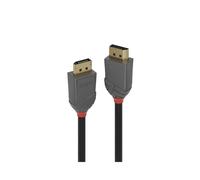Lindy Anthra Line - Câble DisplayPort 5m, DP Mâle vers DP Mâle, 4K 4096x2160@60Hz, Cuivre Étamé 28AWG, Contacts Or, Noir/Gris, Ver. 1.2