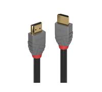 Lindy Anthra Line Câble HDMI 1m, HDMI Type A, 4K 4096x2160@60Hz, 18Gbit/s, Cuivre étamé 30AWG, Contacts Or 24K, Triple Blindage, Noir/Gris