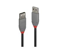 Lindy Anthra Line Câble USB 2.0 A-A 3m Noir/Gris - Conducteurs Cuivre Étamé, Contacts Or, AWG 28/26, 480 Mbit/s, Double Blindage