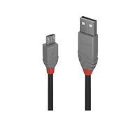 Lindy Câble USB 2.0 36734 – USB-A mâle vers Micro-B mâle 3 m noir/gris