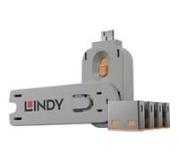 LINDY Verrouillage de port USB USB-Lock + Key jeu de 4 orange avec 1 clé 40453