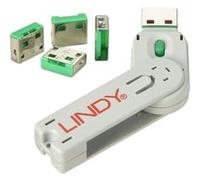 Lindy 40452 bloqueur de port Bloqueur de port + clé USB Type-A Bleu Acrylonitrile-Butadiène-Styrène (ABS) 5 pièce(s)