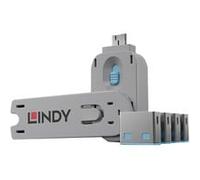 Lindy 40452 bloqueur de port Bloqueur de port + clé USB Type-A Bleu Acrylonitrile-Butadiène-Styrène (ABS) 5 pièce(s)