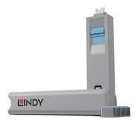 Lindy Kit bloqueur de port USB Type-C avec clé et 4 verrous Bleu
