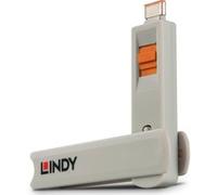 Lindy Bloqueur de port USB C, 4 pièces + clé, Orange, Sécurité