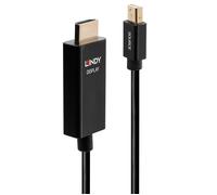 Câble de raccordement LINDY Fiche mâle Mini DisplayPort, Fiche mâle HDMI-A 3.00 m noir 40923 Câble DisplayPort