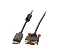 Lindy Câble DisplayPort vers DVI‑D 41490 – 1 m Noir, Mâle/Mâle, Plaqué Or, 1920x1200@60Hz