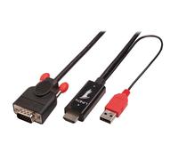 Lindy Câble adaptateur HDMI/VGA 41455, HDMI-A mâle à VGA 15 pôles, 1,00 m, noir