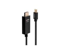 Câble de raccordement LINDY Fiche mâle Mini DisplayPort, Fiche mâle HDMI-A 2.00 m noir 40922 Câble DisplayPort