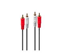 Lindy Câble Audio 2m Double RCA Mâle Rouge/Blanc - Connecteurs Droit à Droit - Longueur 2 mètres - Code SH 85189000