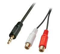 LINDY 35678 Jack / Cinch-RCA audio Adaptateur [1x Jack mâle 3.5 mm - 2x Cinch-RCA femelle] noir
