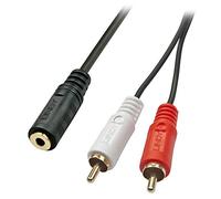 Lindy Câble audio Premium 2 x RCA (Cinch) vers jack 3,5mm femelle, 25cm
