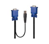 Lindy - Câble clavier / vidéo / souris (KVM) - USB, HD-15 (VGA) (M) pour HD-15 (VGA) (M) - 2 m - prise en charge de 1 920 x 1 200 (WUXGA) 60 Hz - noir