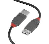 LINDY - Câble d'Extension USB 2.0, Anthra Line 2 Mètre, Connecteur USB Type A Mâle à Femelle, Vitesse de Transfert de Données Jusqu'à 480 Mbps pour Clavier, Imprimante, Caméra, Hard Disk