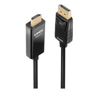 Lindy Câble actif DisplayPort vers HDMI – 0,5 m – 4K HDR – blindé, mâle‑mâle, noir