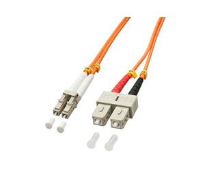 Lindy Câble Fibre Optique Duplex LC/SC OM2 Multimode 2m, 50/125µm, Perte 0.3dB max, Multicolore/Orange, Testé selon protocoles, sans halogène, Réf: 46991