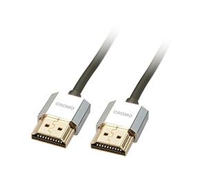 LINDY - Câble HDMI 2.0 CROMO Slim High Speed 0.5 Mètre avec Ethernet, Design Slimline, 4k@60Hz 18G 3D 1080p HDCP 2.2 HDR ARC CEC Testé ATC Ecran TV OLED, Xbox, PS4, PS5, Blu-Ray, Barre de Son