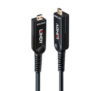 LINDY Câble HDMI 2.1 fibre optique actif 8K 60 Hz 48 Gbit/s avec connecteurs HDMI et micro HDMI détachables, HDR, eARC, ARC, CEC, HDCP 2.2, LSZH, noir 10 m