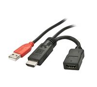 Lindy Câble injecteur d'alimentation HDMI - HDMI-A mâle vers HDMI-A femelle, USB-A mâle 0,15 m noir